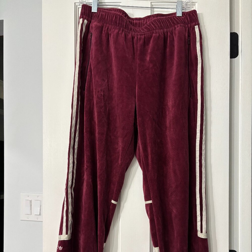 Adidas Originals Challenger Velour Track Pants Maroon Burgundy - Men's Large
